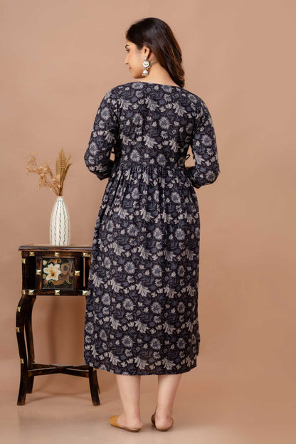 Midnight Floral Bliss Maternity Dress