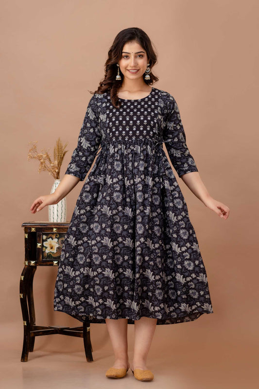 Midnight Floral Bliss Maternity Dress