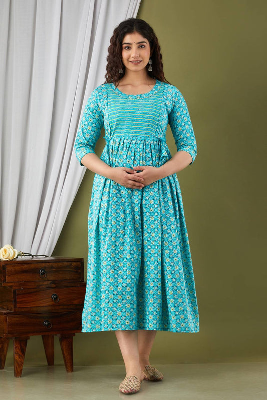 Blue Petal Harmony Maternity Dress