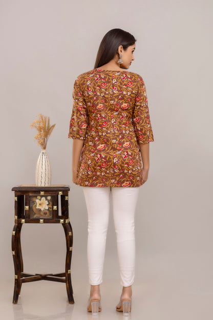 Brown Red Short Kurta