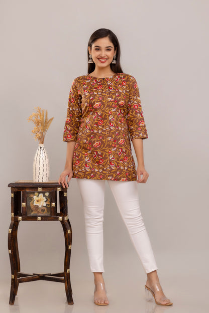 Brown Red Short Kurta