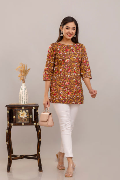 Brown Red Short Kurta