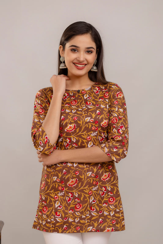 Brown Red Short Kurta