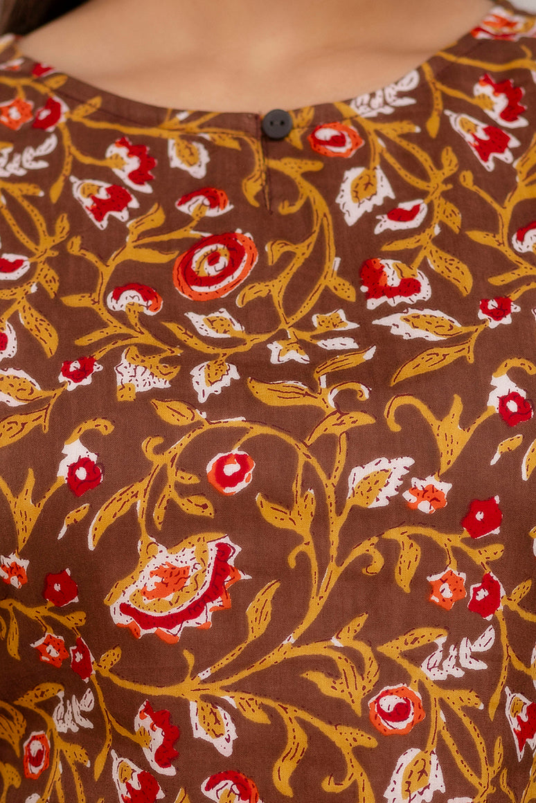 Brown Red Short Kurta