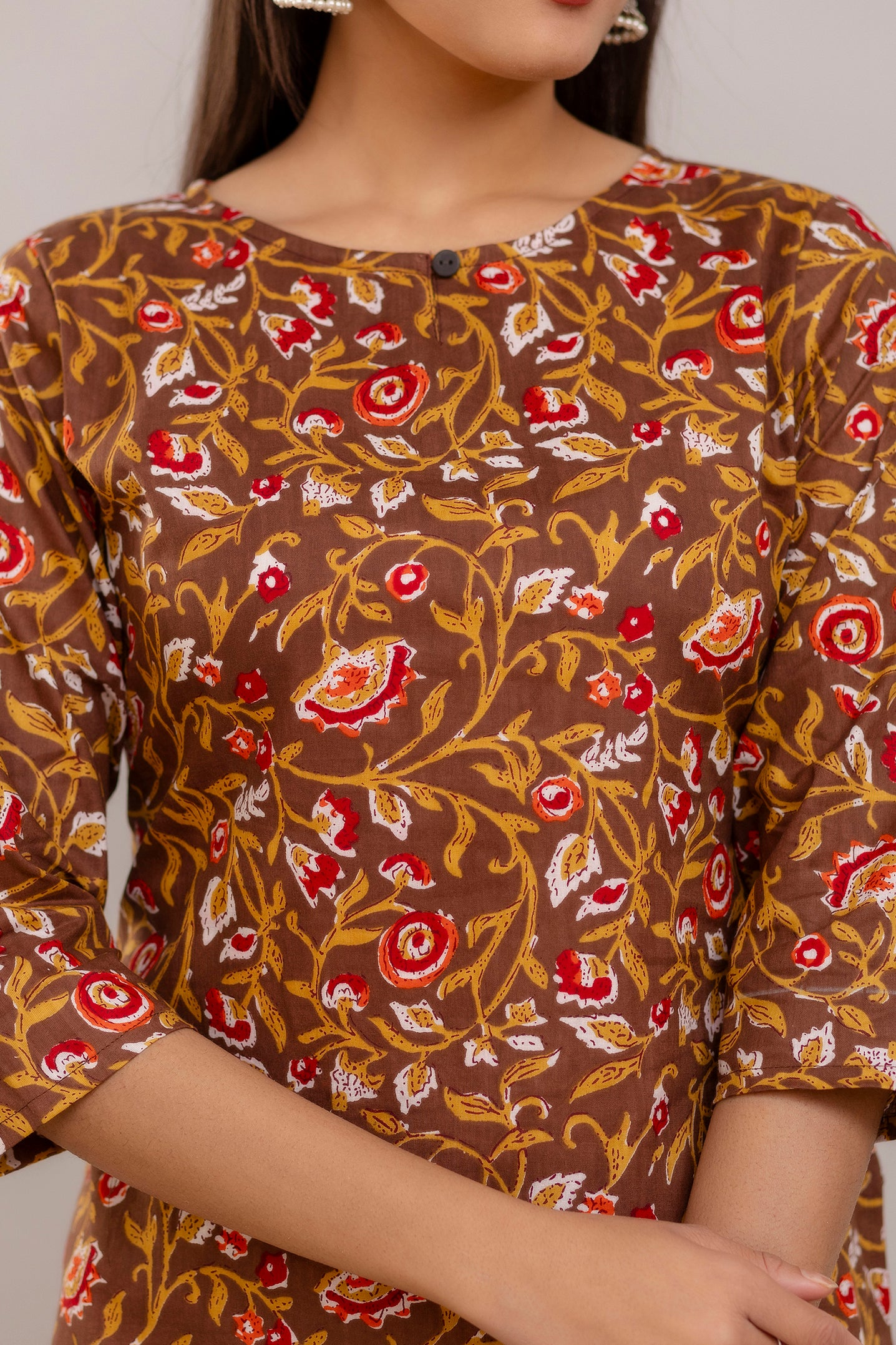 Brown Red Short Kurta