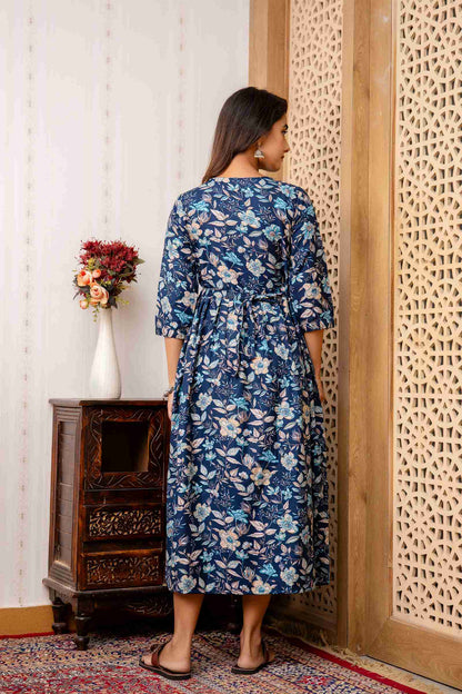 Blue Blossom Elegance Maternity Dress