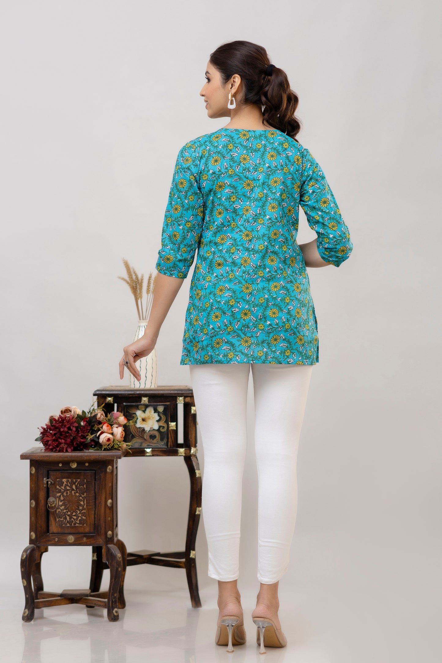 Sky Green Short Kurta