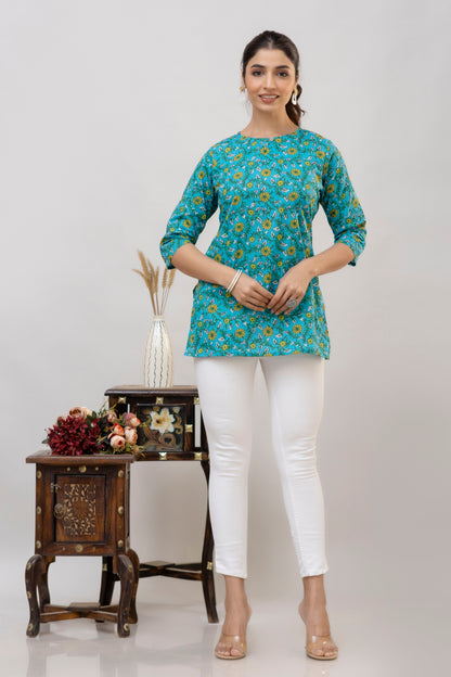 Sky Green Short Kurta