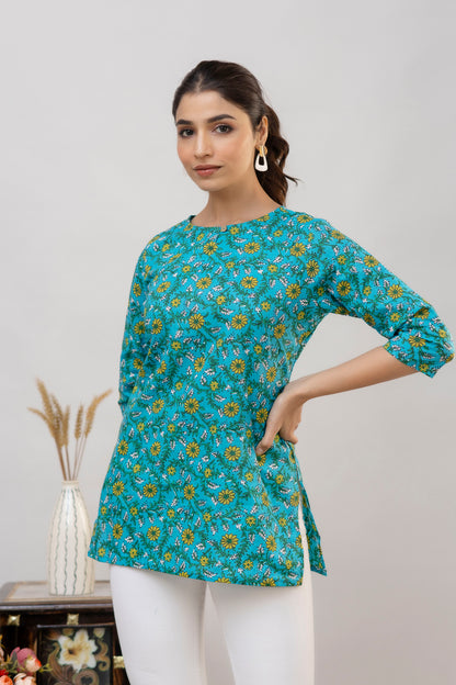 Sky Green Short Kurta