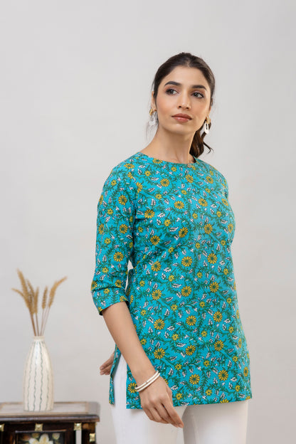 Sky Green Short Kurta