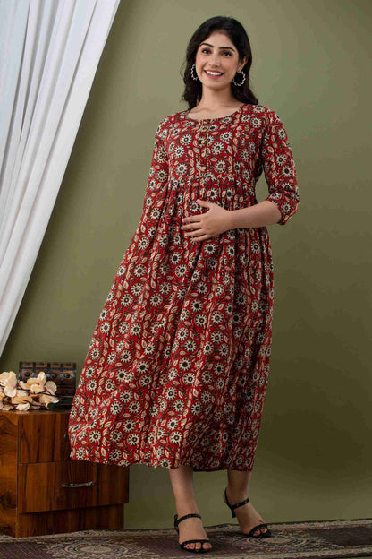 Meadow Printed Anarkali Maternity Feeding Kurti