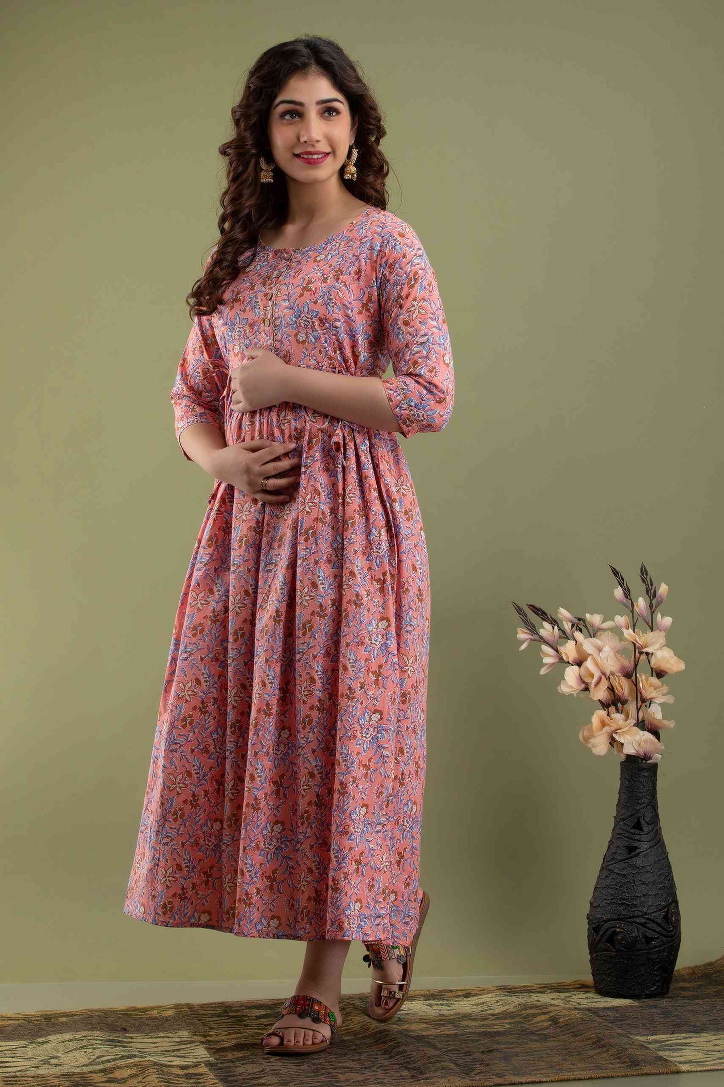 Pink Petal Harmony Maternity Dress