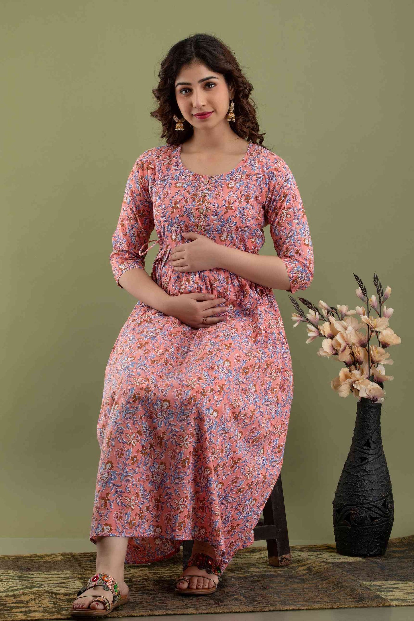 Pink Petal Harmony Maternity Dress