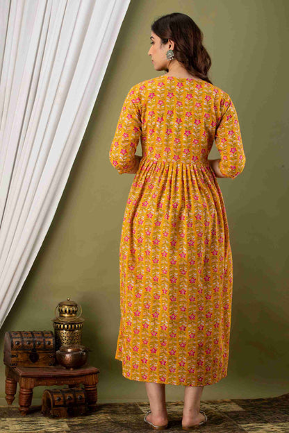 Yellow Floral Bloom Maternity Dress