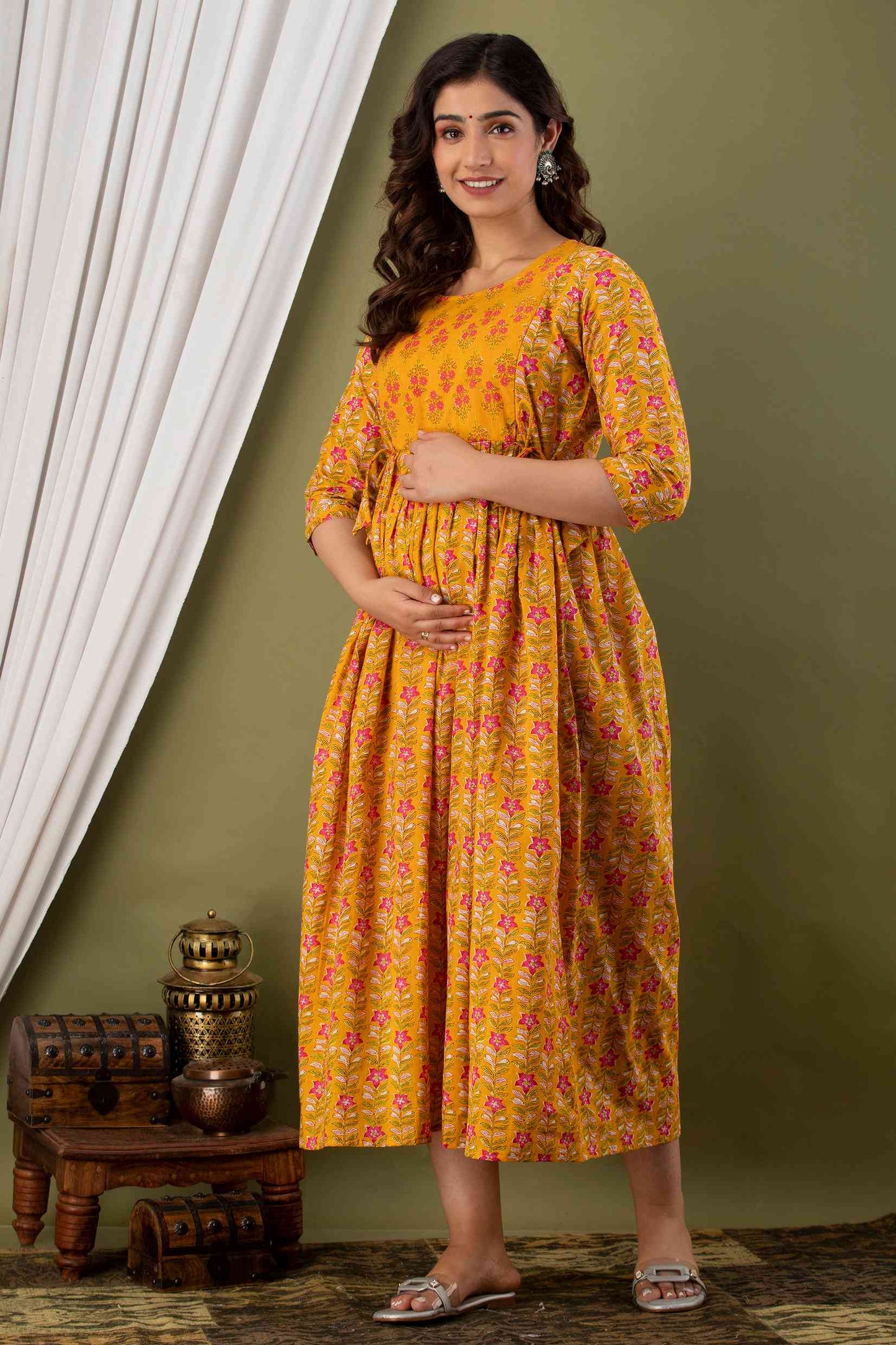 Yellow Floral Bloom Maternity Dress