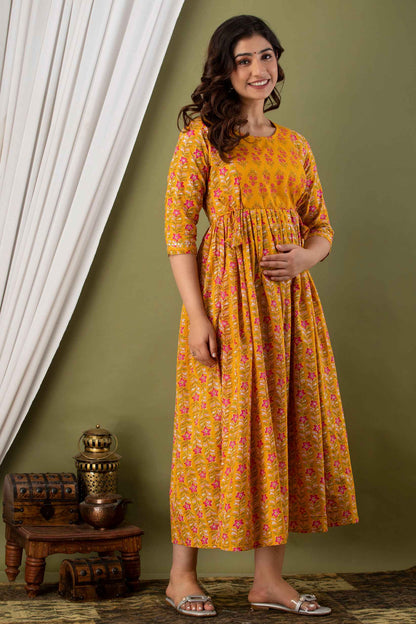 Yellow Floral Bloom Maternity Dress