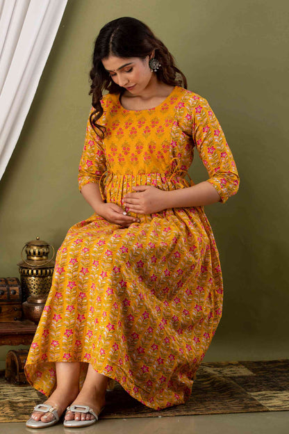 Yellow Floral Bloom Maternity Dress