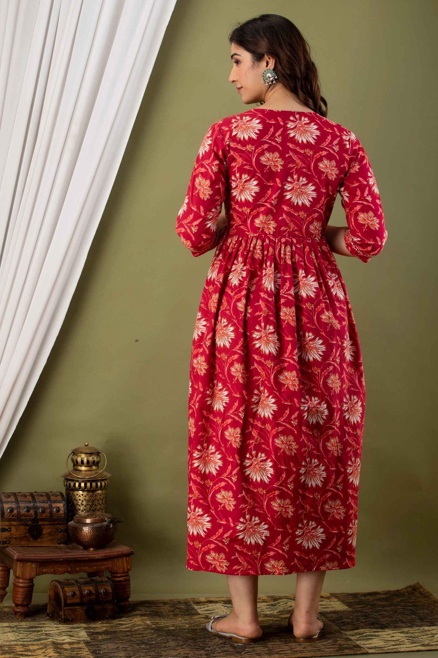 Red Blossom Charm Maternity Dress