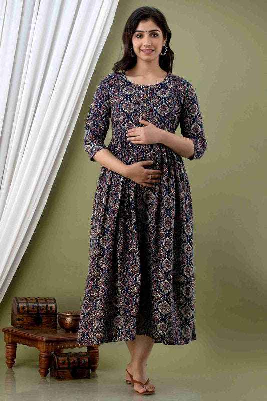 Navy Blossom Radiance Maternity Dress