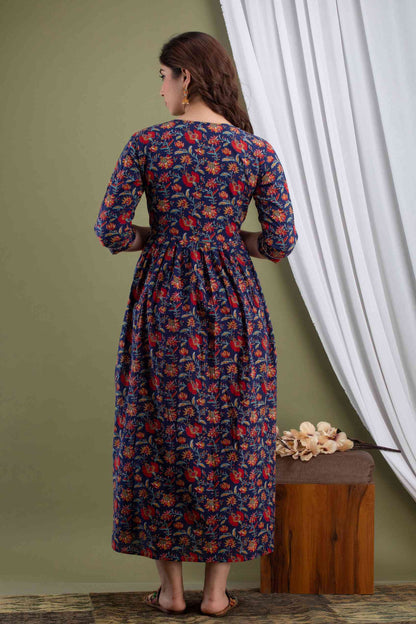 Blue Blossom Maternity Dress