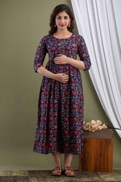 Blue Blossom Maternity Dress