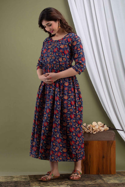 Blue Blossom Maternity Dress