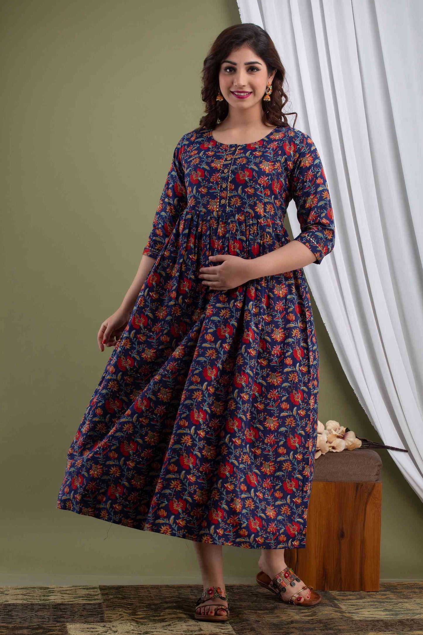 Blue Blossom Maternity Dress