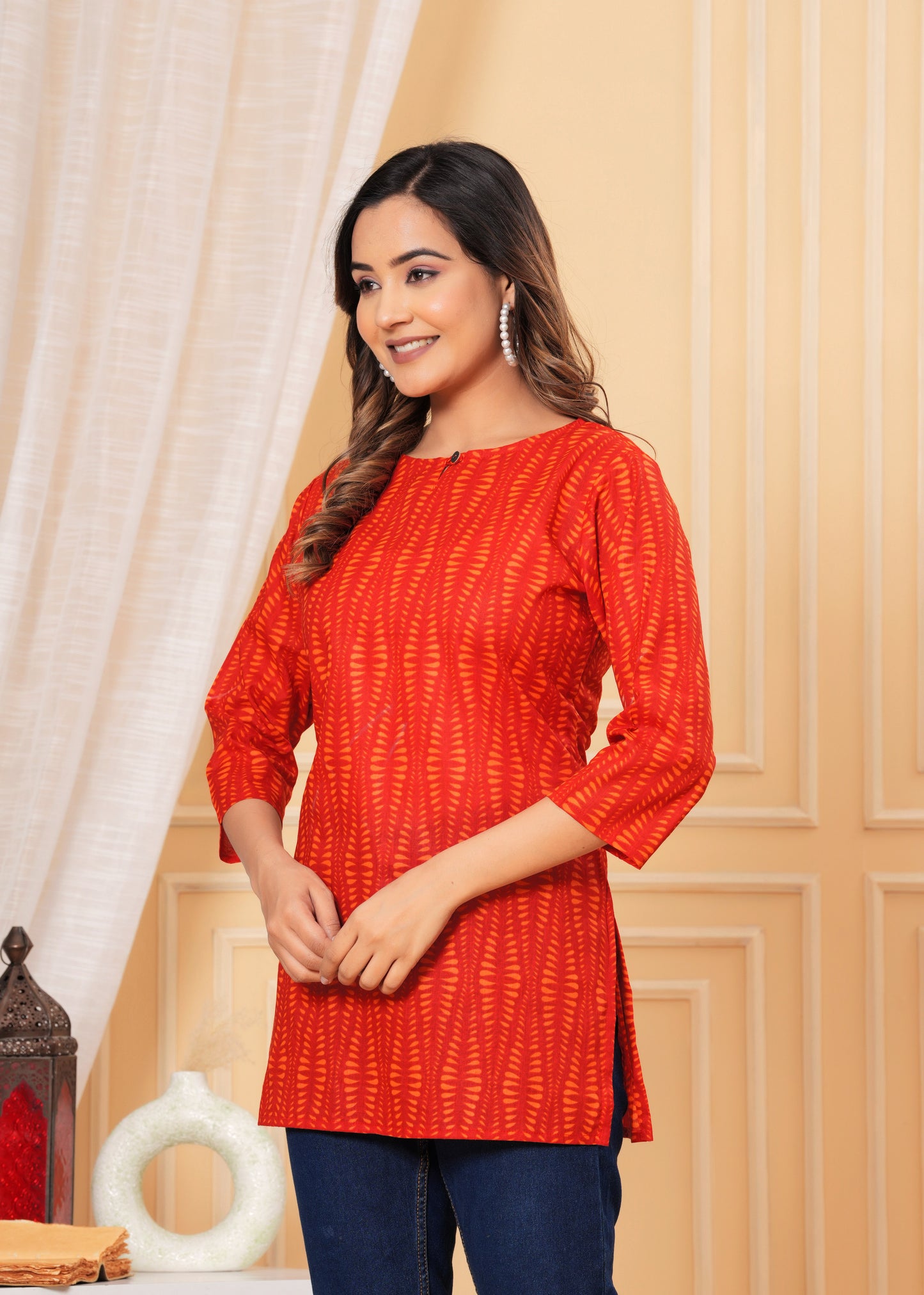 Katil Red Yog Short Kurta