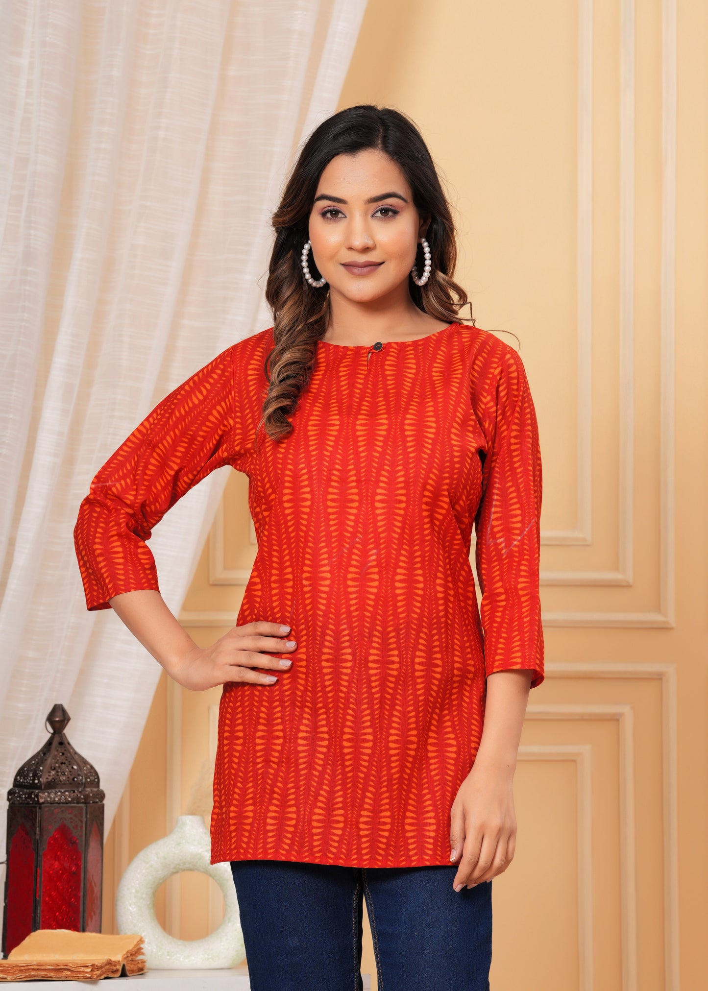 Katil Red Yog Short Kurta