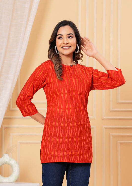 Katil Red Yog Short Kurta