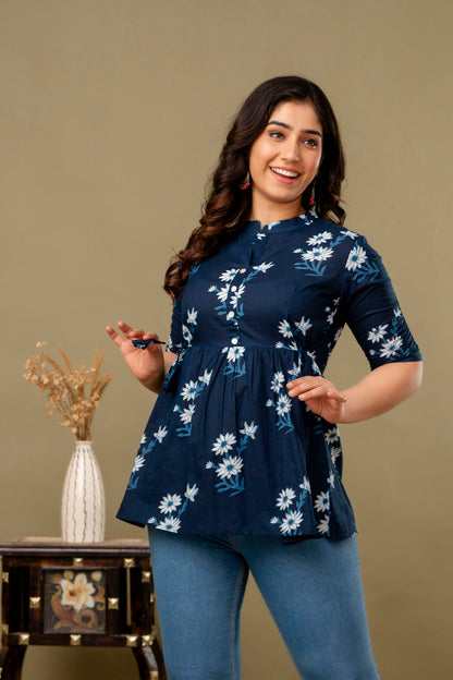 Navy Blue Short Kurta