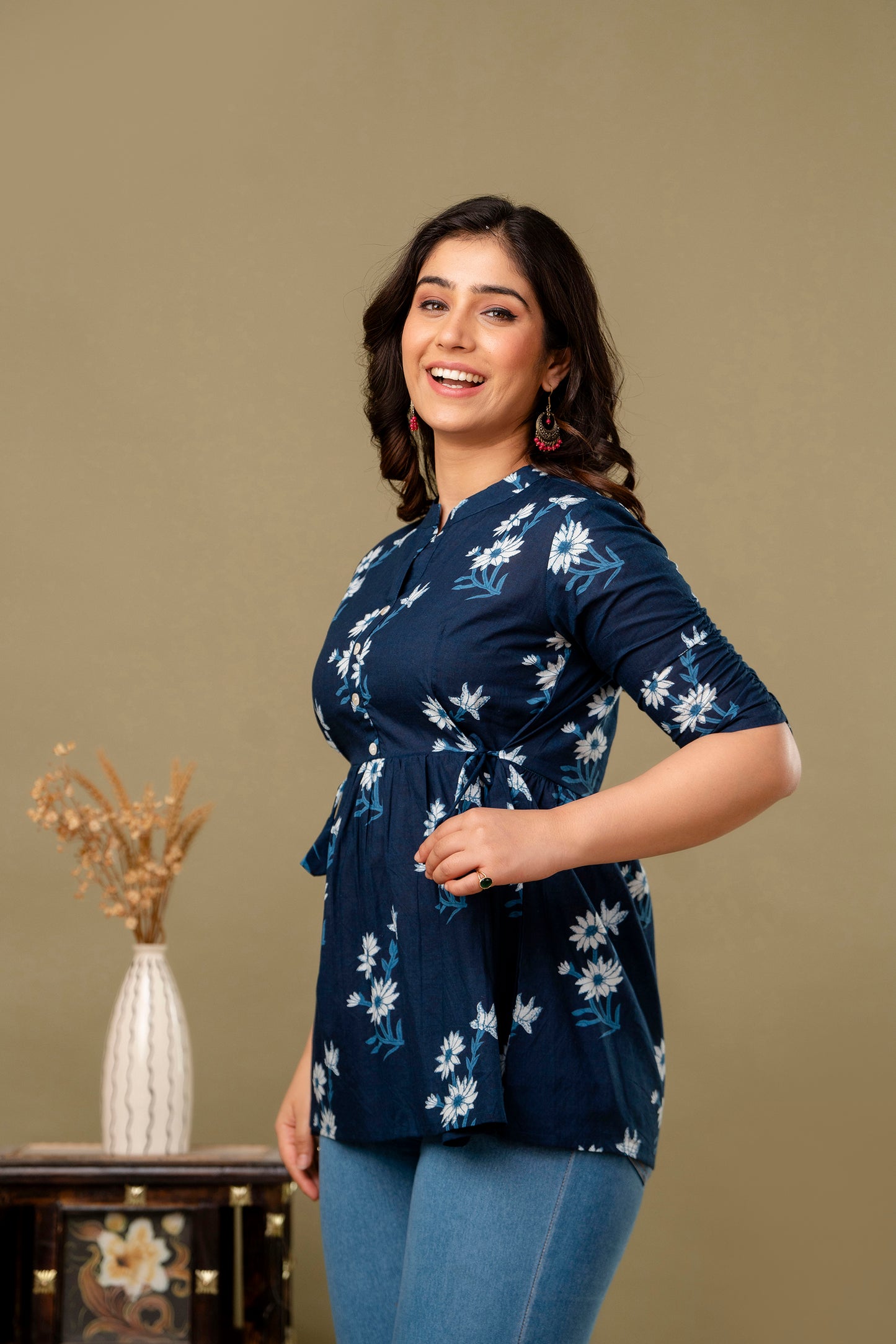 Navy Blue Short Kurta