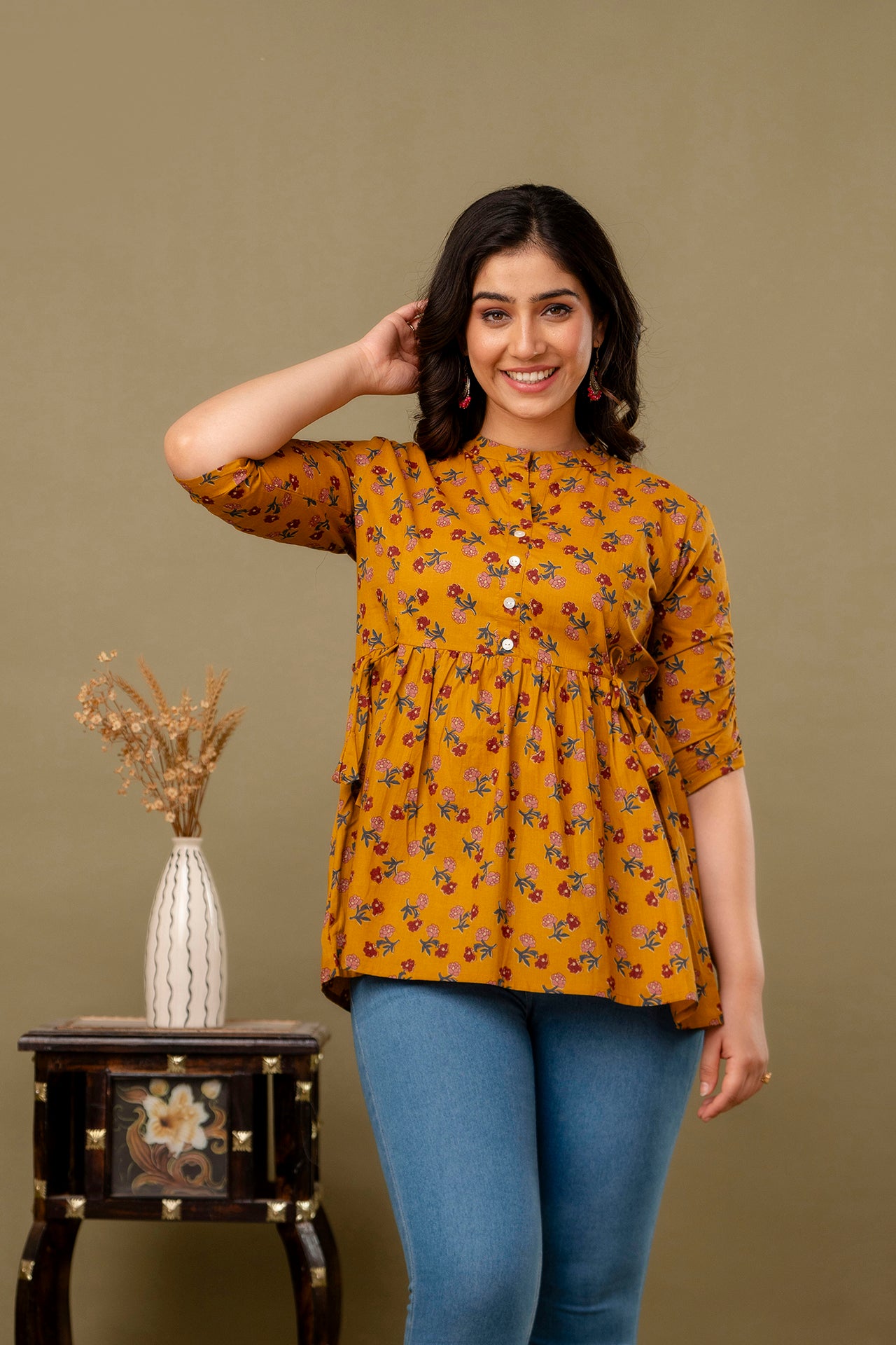 Mustard Yellow Short Kurta