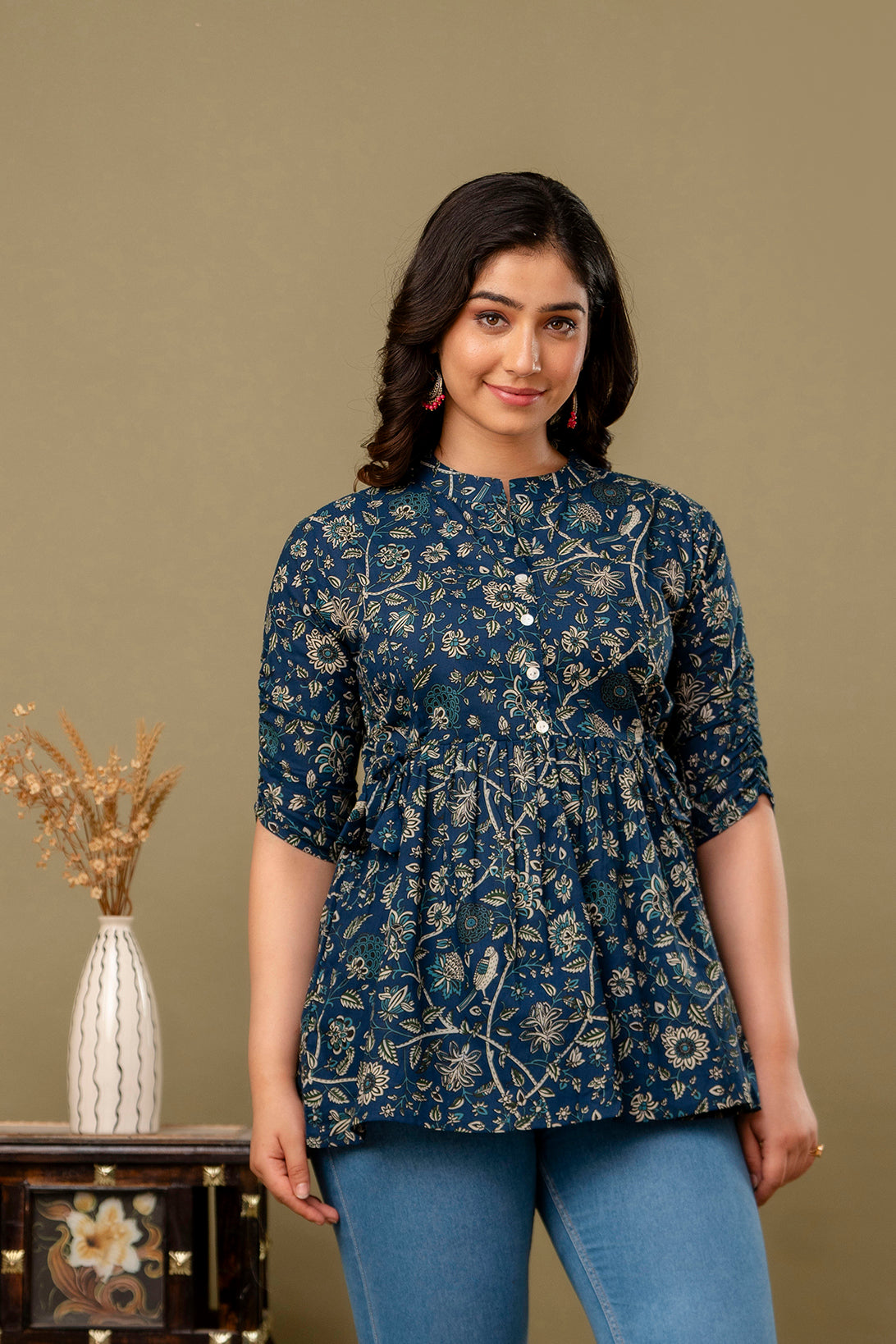 Blue Chidiya Patti Short Kurta