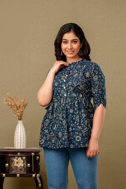 Blue Chidiya Patti Short Kurta