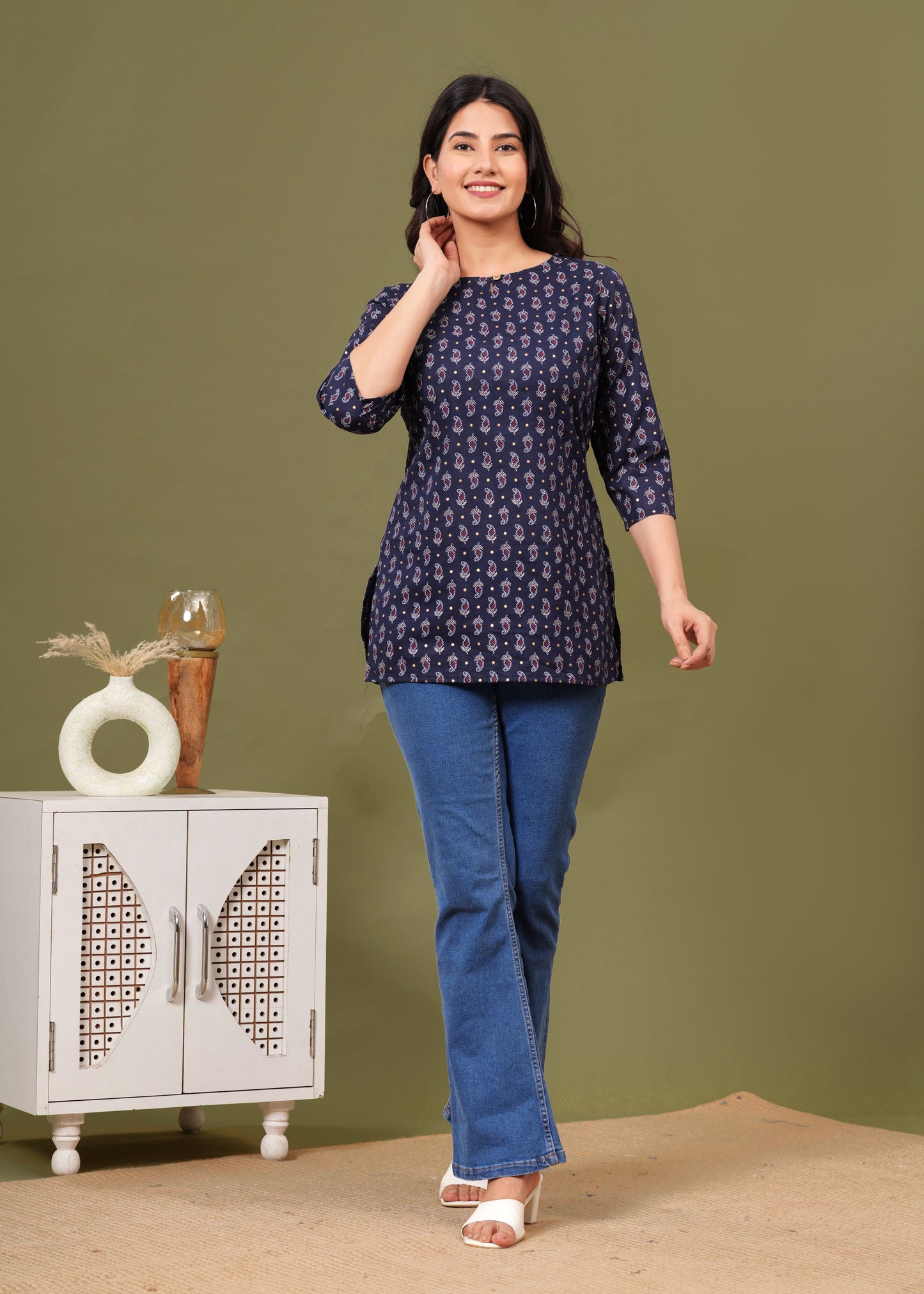 Darkest Blue Yog Short Kurta