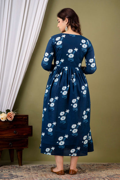 Blue Blossom Maternity Dress