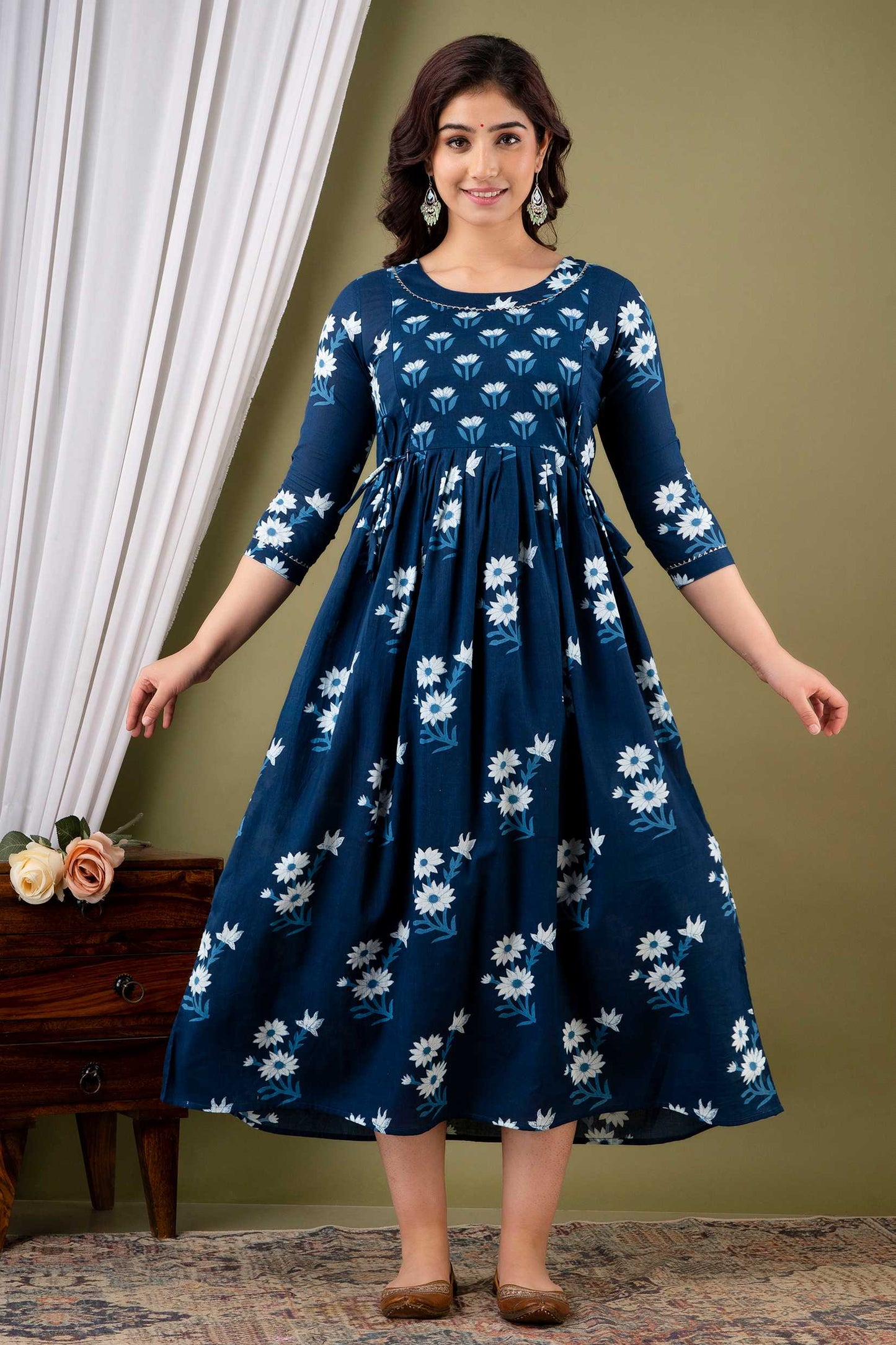 Blue Blossom Maternity Dress