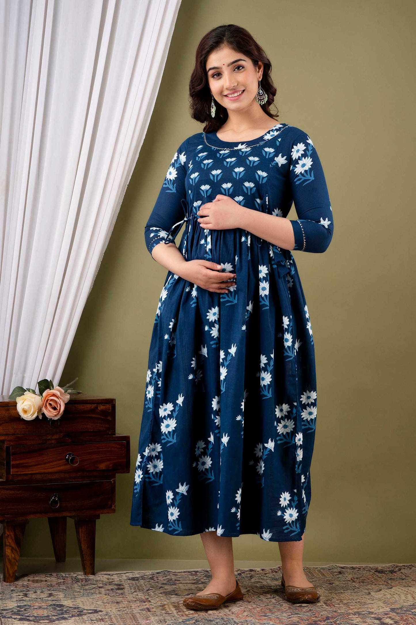 Blue Blossom Maternity Dress