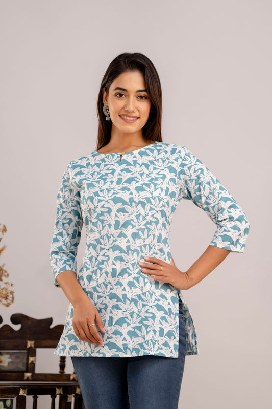 Khadi Blue Short Kurta