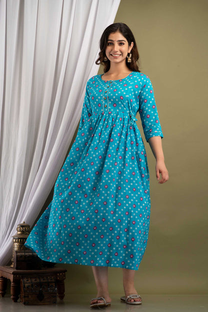 Blue Harmony Patterned Maternity Dress