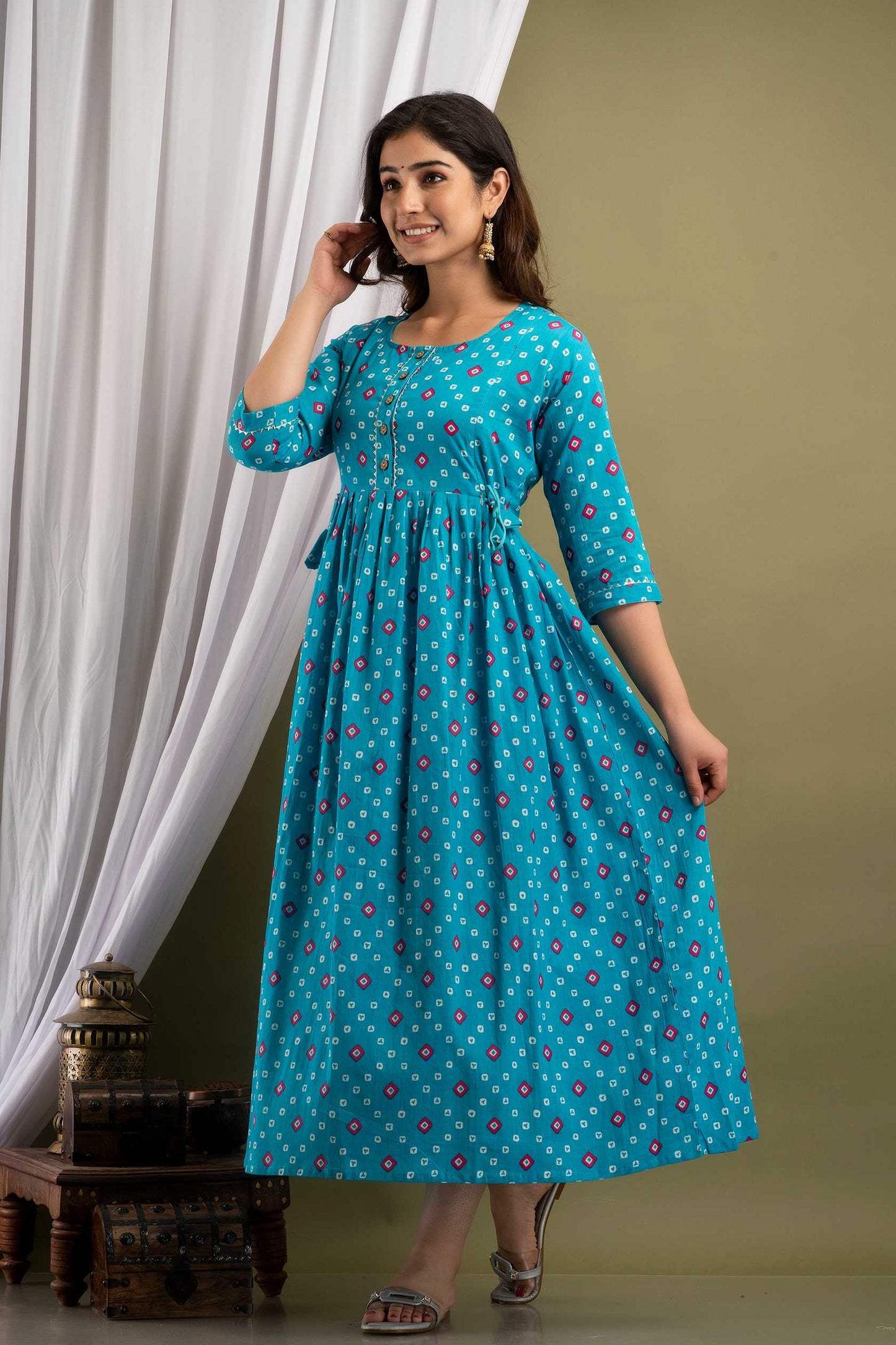 Blue Harmony Patterned Maternity Dress