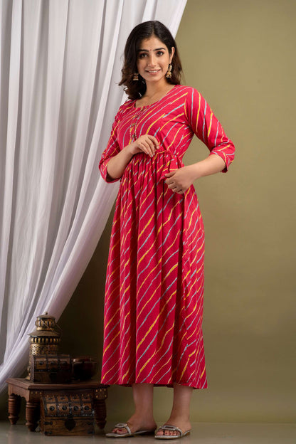 Red Diagonal Stripe Maternity Dress