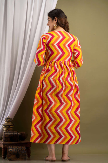 Sunset Zigzag Maternity Dress