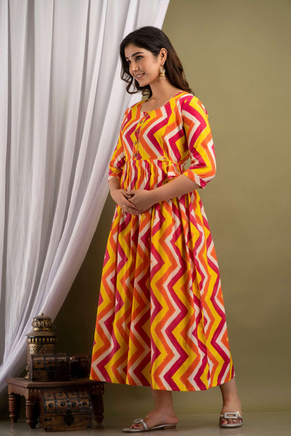 Sunset Zigzag Maternity Dress