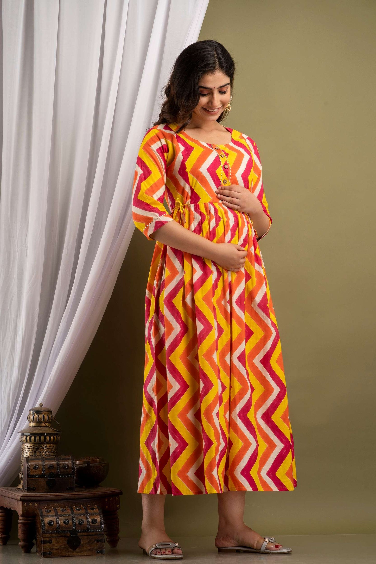 Sunset Zigzag Maternity Dress