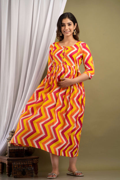 Sunset Zigzag Maternity Dress