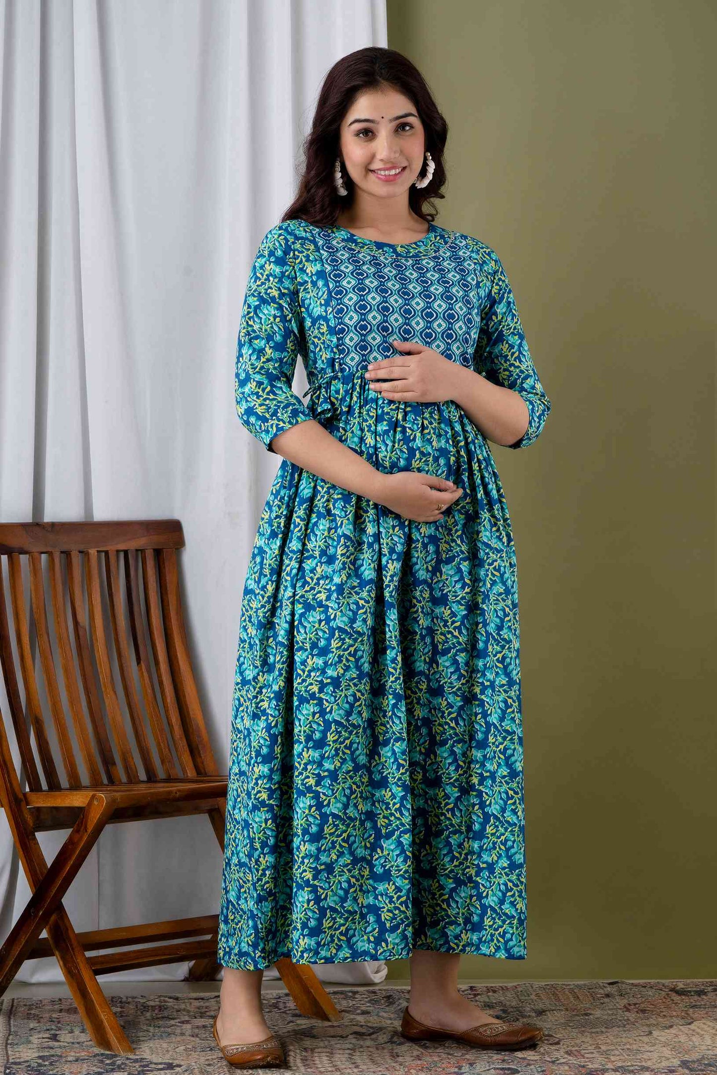 Blue Petal Harmony Maternity Dress