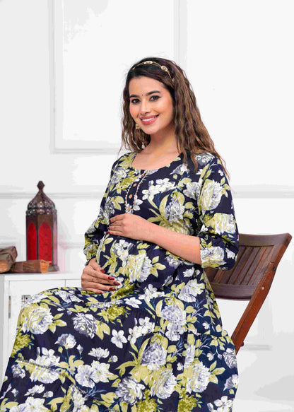 Navy Garden Serenity Maternity Dress