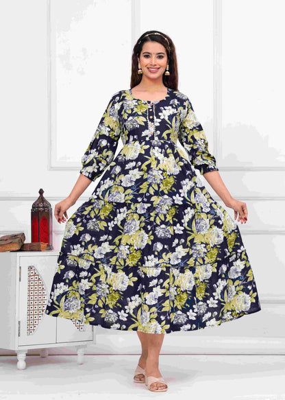 Navy Garden Serenity Maternity Dress